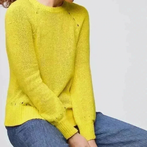 Women’s LOFT Bright Yellow Neon Knitted Sweater Size S - Picture 1 of 5